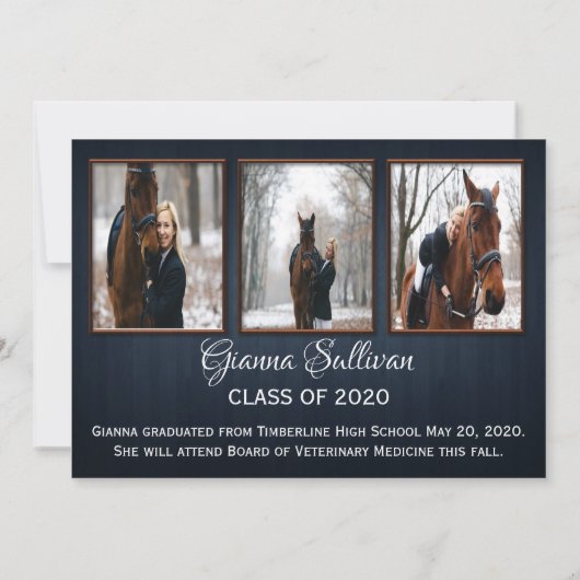 Dark Blue Wood Afstuderen aangekondigd Aankondiging (Achterkant)