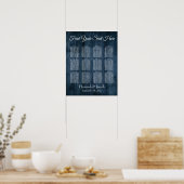 Dark Blue Woodgrain Reception Seeping Chart Poster (Keuken)