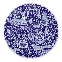 Dark Blue Woodland Animal  Floral Beauful Keramische Knop