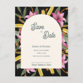 Dark Blush Pink Lily Arched Save the Date Aankondigingskaart (Voorkant)
