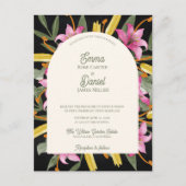 Dark Blush Pink Lily Arched Wedding Uitnodiging Briefkaart (Voorkant)
