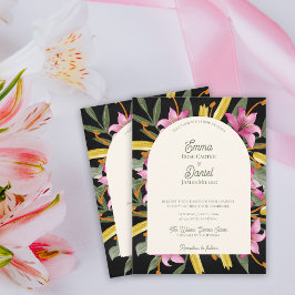 Dark Blush Pink Lily Arched Wedding Uitnodiging Briefkaart