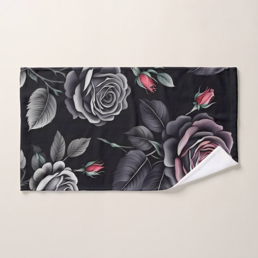 Dark Blush Rozen Floral Art design Bad Handdoek (Handdoek)