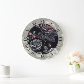 Dark Blush Rozen Floral Art design Grote Klok (Huis)