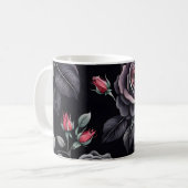 Dark Blush Rozen Floral Art design Koffiemok (Voorkant links)