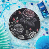 Dark Blush Rozen Floral Art design Papieren Bordje (Feest)