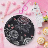 Dark Blush Rozen Floral Art design Papieren Bordje (Feest)