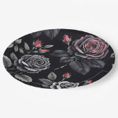 Dark Blush Rozen Floral Art design Papieren Bordje (Gekanteld)