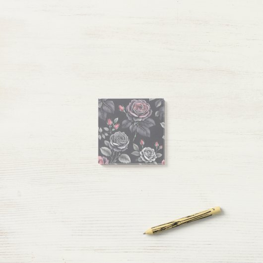 Dark Blush Rozen Floral Art design Post-it® Notes (Op bureau)
