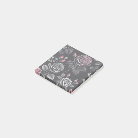 Dark Blush Rozen Floral Art design Post-it® Notes (Schuin)