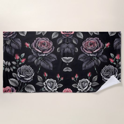 Dark Blush Rozen Floral Art design Strandlaken (Voorkant)