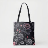 Dark Blush Rozen Floral Art design Tote Bag (Voorkant)