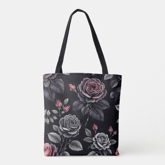 Dark Blush Rozen Floral Art design Tote Bag (Achterkant)