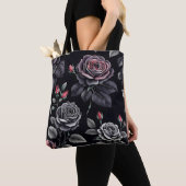Dark Blush Rozen Floral Art design Tote Bag (Dichtbij)