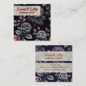 Dark Blush Rozen Floral Art design Vierkante Visitekaartje (Voorkant / Achterkant)