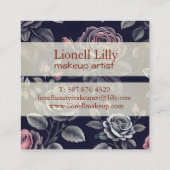 Dark Blush Rozen Floral Art design Vierkante Visitekaartje (Achterkant)