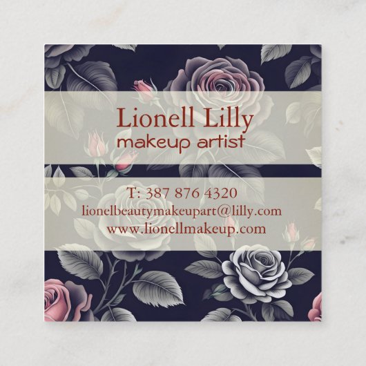 Dark Blush Rozen Floral Art design Vierkante Visitekaartje (Achterkant)