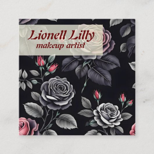 Dark Blush Rozen Floral Art design Vierkante Visitekaartje (Voorkant)