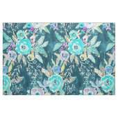 Dark Boho Blue Floral Waterverf Pattern Stof (Fat Quarter)