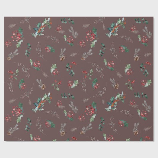 Dark Boho Chic Foliage vakantieseizoen Cadeaupapier (Vlak)