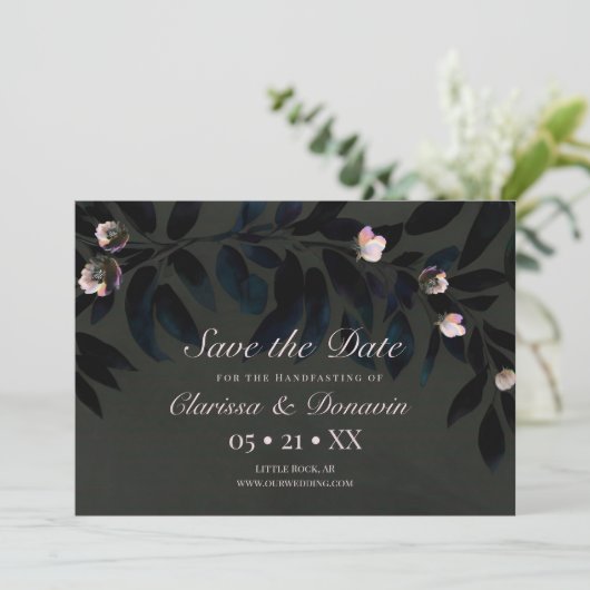 Dark Boho Floral laat de datum opslaan Save The Date (Staand voorkant)