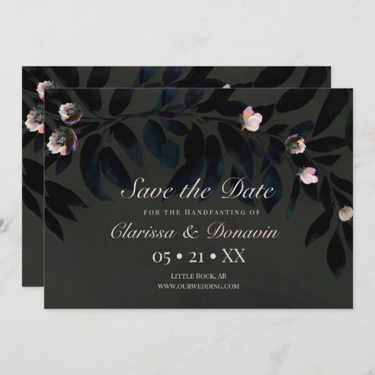 Dark Boho Floral laat de datum opslaan Save The Date (Voorkant / Achterkant)