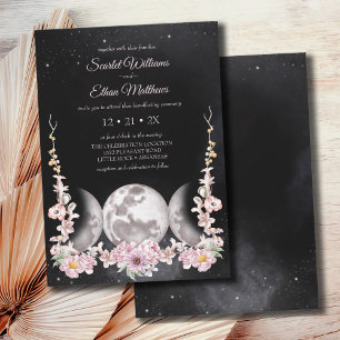 Dark Boho Floral Triple Moon Phase Handfasting Kaart