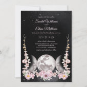 Dark Boho Floral Triple Moon Phase Handfasting Kaart (Voorkant)