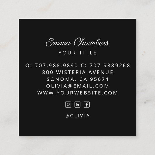 Dark Boho Floral Vierkante Visitekaartje (Achterkant)