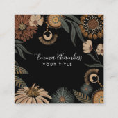 Dark Boho Floral Vierkante Visitekaartje (Voorkant)
