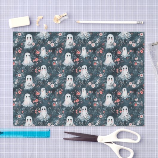 Dark Boho Ghost Pattern Tissue Paper Tissuepapier (Craft)