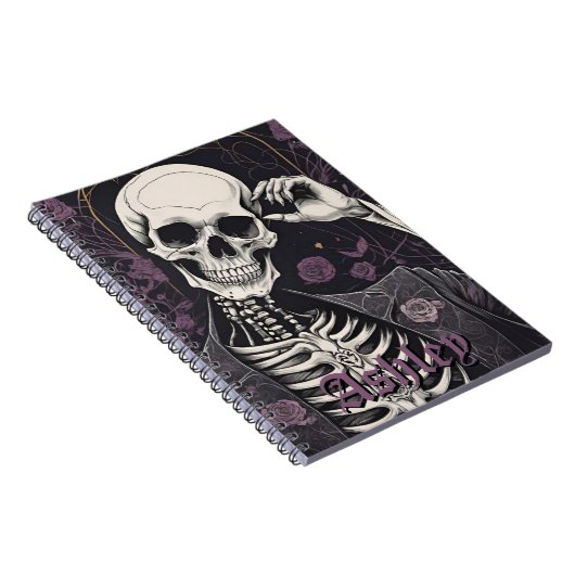 Dark Boho Gothic Skeleton & Roses Halloween Notitieboek (Rechterzijde)