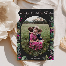 Dark Boho groen bladeren foto kerst Kaart