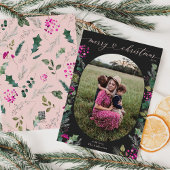 Dark Boho groen bladeren foto kerst Kaart