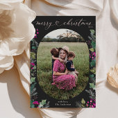 Dark Boho groen bladeren foto kerst Kaart