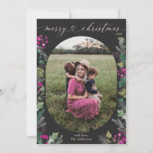 Dark Boho groen bladeren foto kerst Kaart (Voorkant)