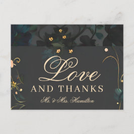 Dark Boho Moody Gray Flowers Dank je Briefkaart