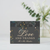 Dark Boho Moody Gray Flowers Dank je Briefkaart (Staand voorkant)