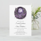 Dark Boho Moon Door Garden Paarse Roos Handfasten Kaart (Staand voorkant)