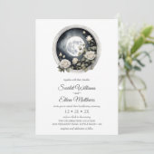 Dark Boho Moon Door Garden White Rose Handvasten Kaart (Staand voorkant)