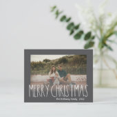 Dark Boho Polka Dot Kerstmis Foto Feestdagenkaart (Staand voorkant)