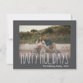 Dark Boho Polka Dot Prettige feestdagen Faded Foto Feestdagenkaart (Voorkant)