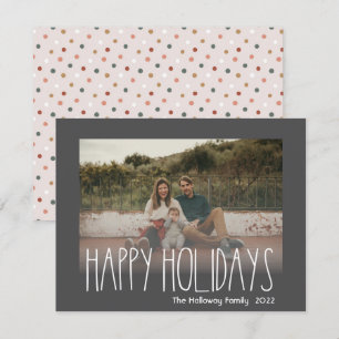 Dark Boho Polka Dot Prettige feestdagen Faded Foto Feestdagenkaart