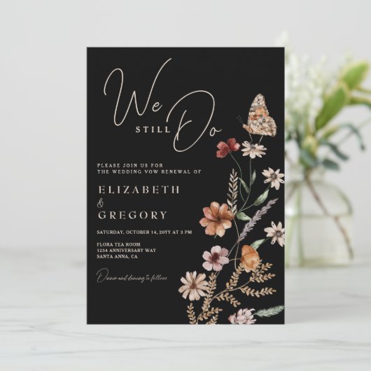 Dark Boho Wildflower We doen nog steeds gelofte ve Kaart (Staand voorkant)