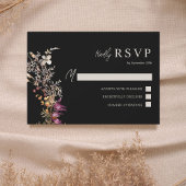Dark Boho Wildflower Wedding RSVP Kaartje