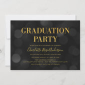Dark Bokeh Faux Gold Graduation Party Kaart (Voorkant)