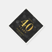 Dark Bokeh Faux Gold Proost op 40 Jaar Verjaardag Servet (Hoek)