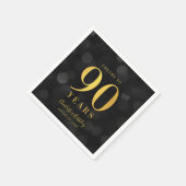 Dark Bokeh Faux Gold Proost op 90 Jaar Verjaardag Servet (Hoek)