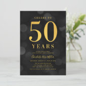 Dark Bokeh Gold Proost op 50 Jaar Verjaardagsfeest Kaart (Staand voorkant)