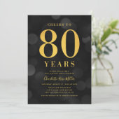 Dark Bokeh Gold Proost op 80 Jaar Verjaardagsfeest Kaart (Staand voorkant)